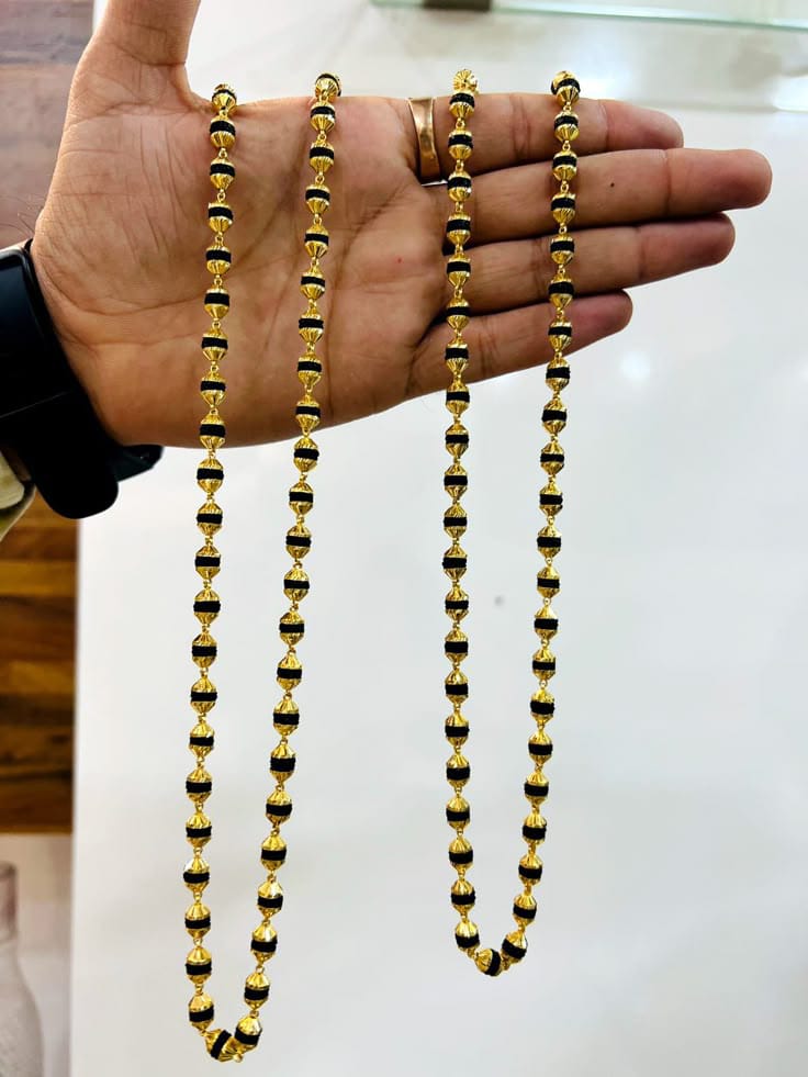 Original Rudraksha Malai Golden Plate (10 mm) - 108 beads (Lab Tested and Government Certified)