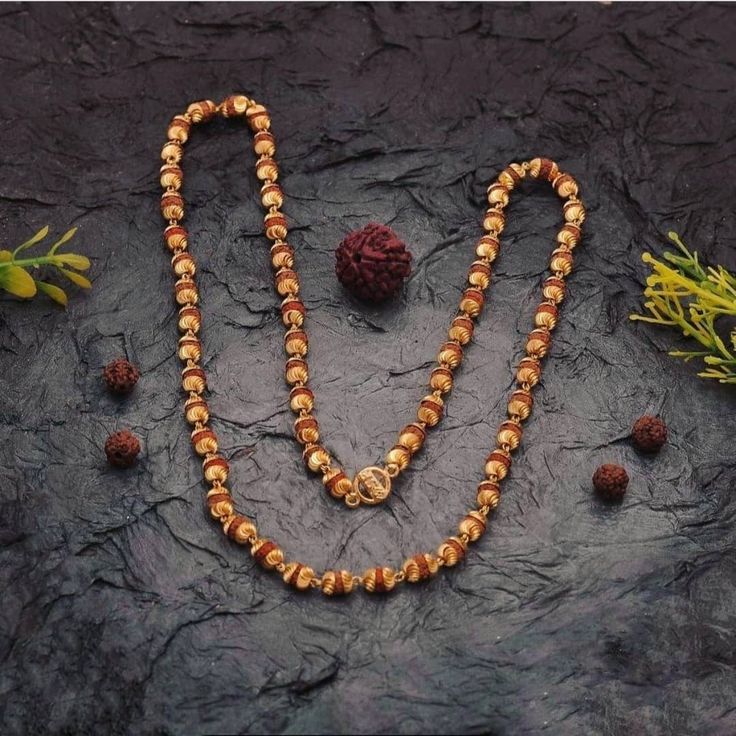Original Rudraksha Malai Golden Plate (10 mm) - 108 beads (Lab Tested and Government Certified)