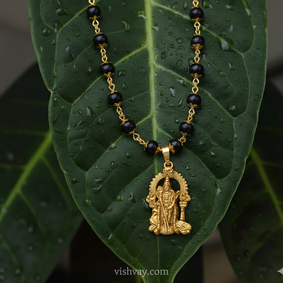Original 108 Beads Golden Cap Karungali Mala with Murgan Pendant (Lab Tested and Government Certified)
