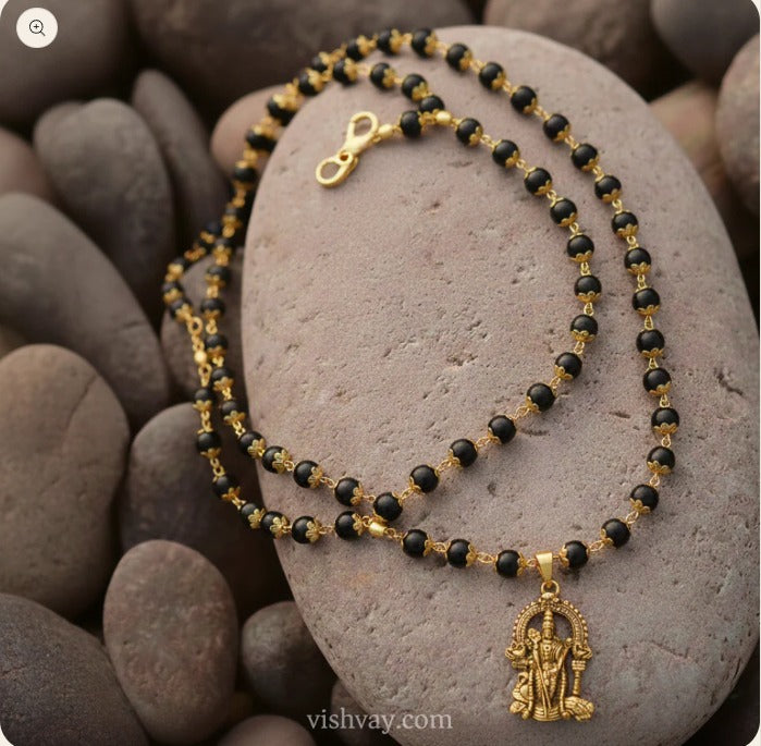 Original 108 Beads Golden Cap Karungali Mala with Murgan Pendant (Lab Tested and Government Certified)