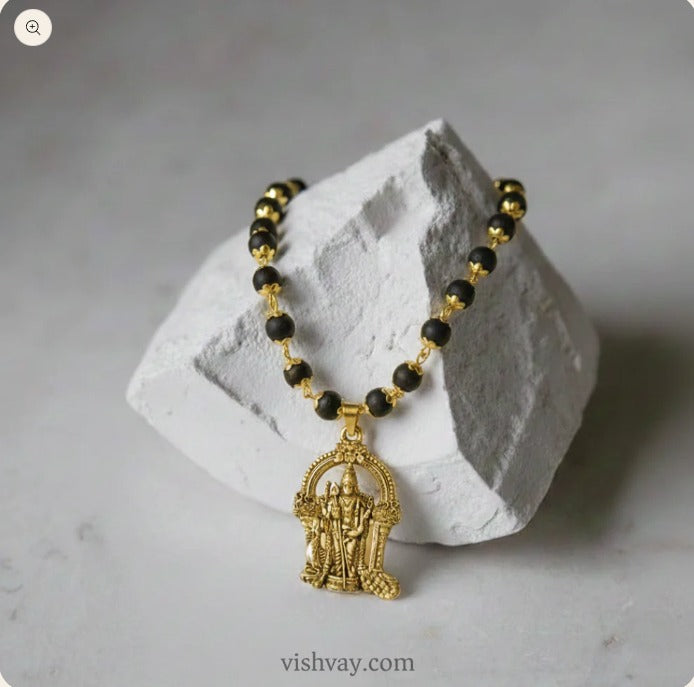 Original 108 Beads Golden Cap Karungali Mala with Murgan Pendant (Lab Tested and Government Certified)