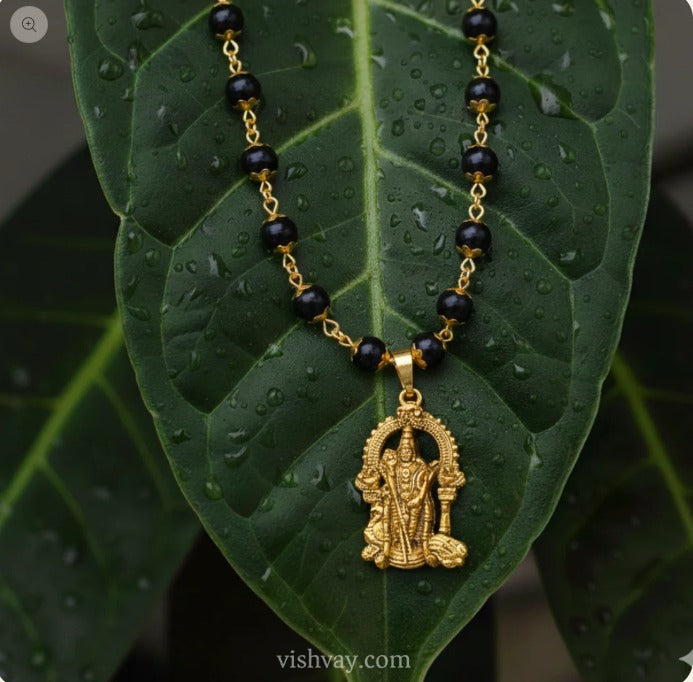 Original 108 Beads Golden Cap Karungali Mala with Murgan Pendant (Lab Tested and Government Certified)